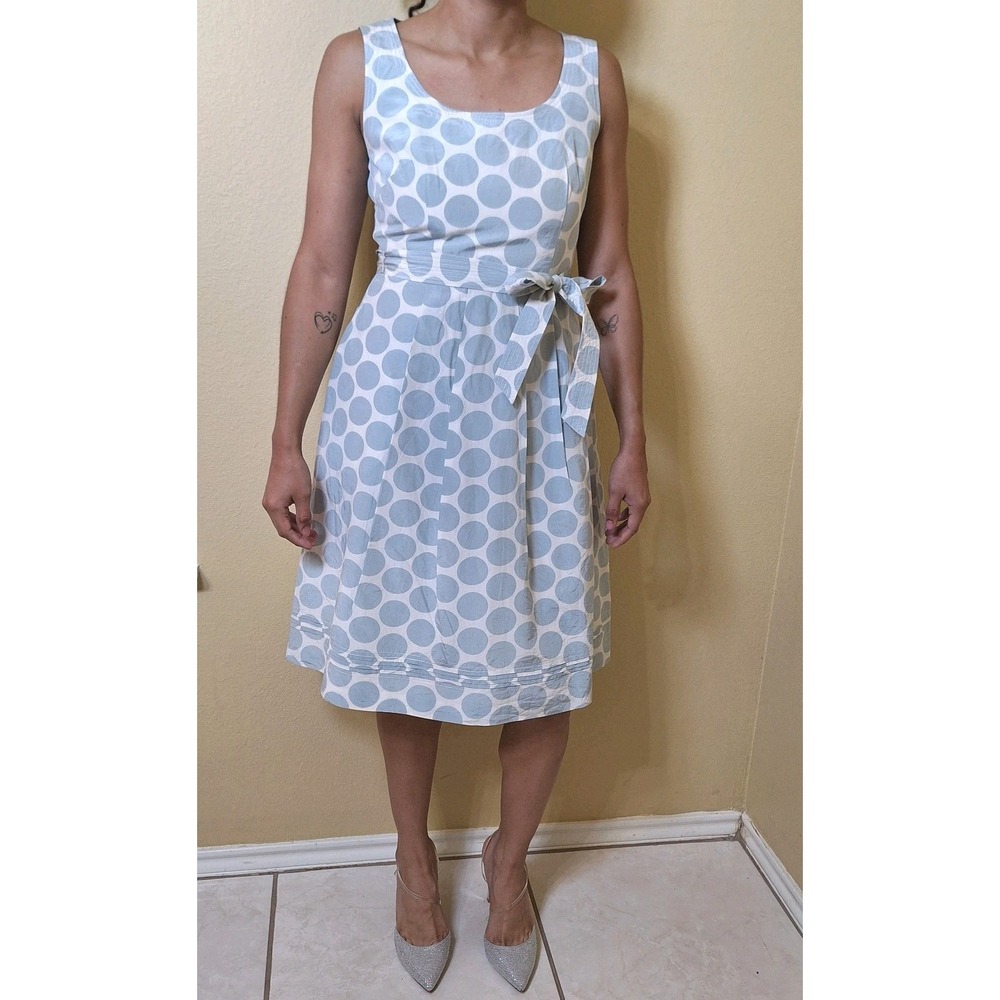 Banana Republic Light Blue and White Polka Dot Sleeveless dress